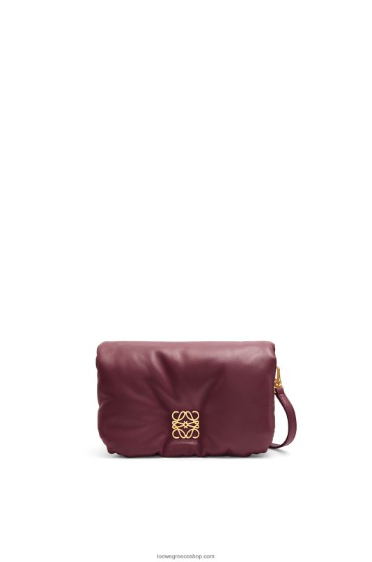 Loewe γυναίκες mini puffer goya τσάντα σε γυαλιστερό δέρμα αρνιού νάπα RZR0J251 Βουργουνδία