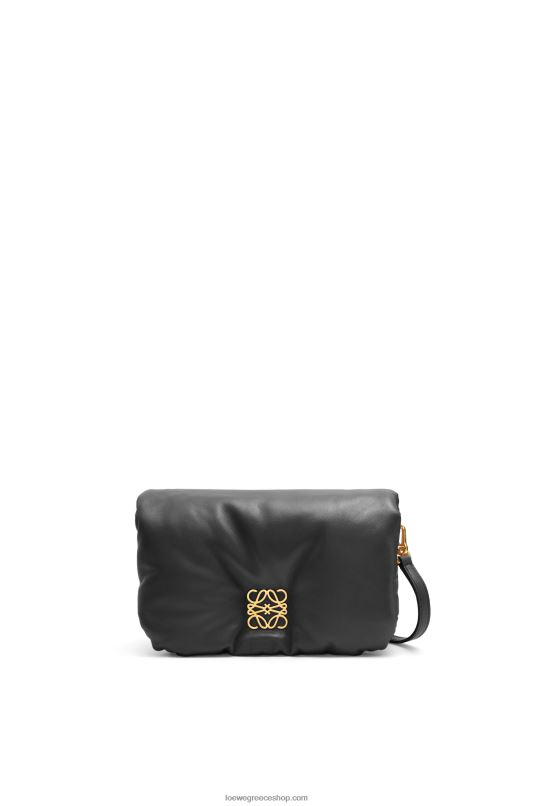 Loewe γυναίκες mini puffer goya τσάντα σε γυαλιστερό δέρμα αρνιού νάπα RZR0J413 μαύρος