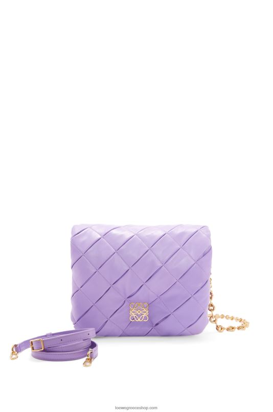 Loewe γυναίκες puffer goya σε πτυχωτό γυαλιστερό δέρμα αρνιού νάπα RZR0J379 ανοιχτό μοβ