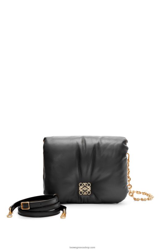 Loewe γυναίκες τσάντα puffer goya σε γυαλιστερή αρνιά νάπα RZR0J385 μαύρος