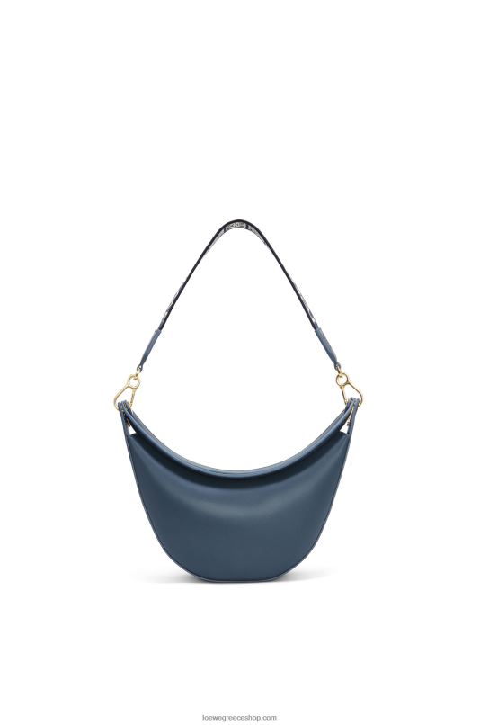 Loewe γυναίκες μικρή τσάντα luna σε σατέν δέρμα μοσχαριού και ζακάρ RZR0J482 μπλε όνυχα