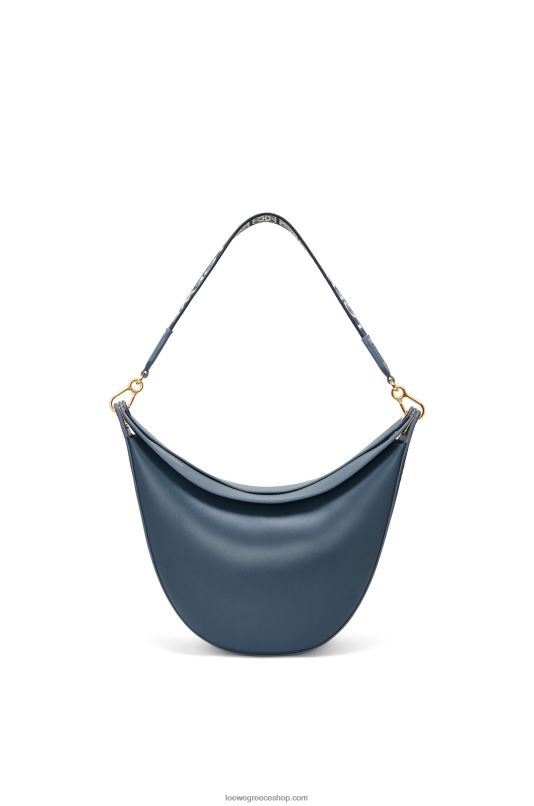 Loewe γυναίκες τσάντα luna σε σατέν δέρμα μοσχαριού και ζακάρ RZR0J483 μπλε όνυχα