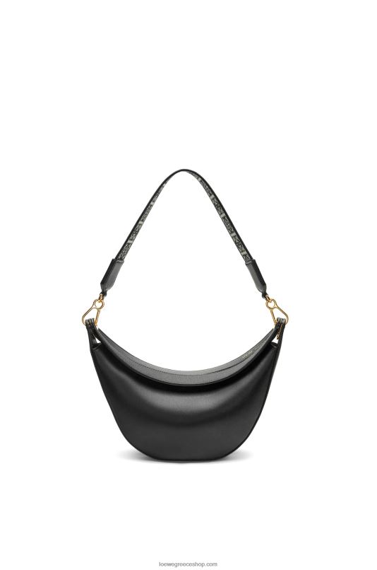 Loewe γυναίκες μικρή τσάντα luna σε σατέν δέρμα μοσχαριού και ζακάρ RZR0J484 μαύρος