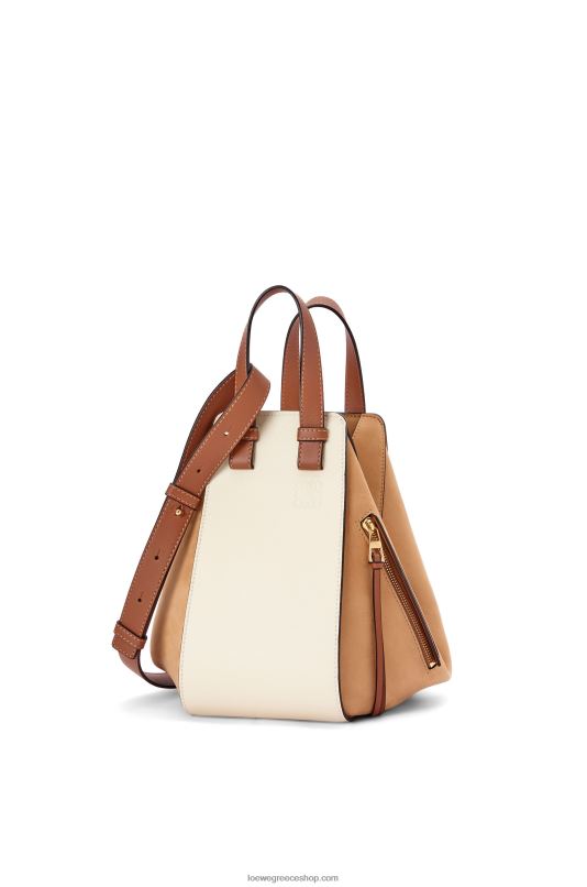 Loewe γυναίκες μικρή τσάντα αιώρα σε κλασικό δέρμα μοσχαριού και σουέτ RZR0J506 γάλα/ζεστό έρημο