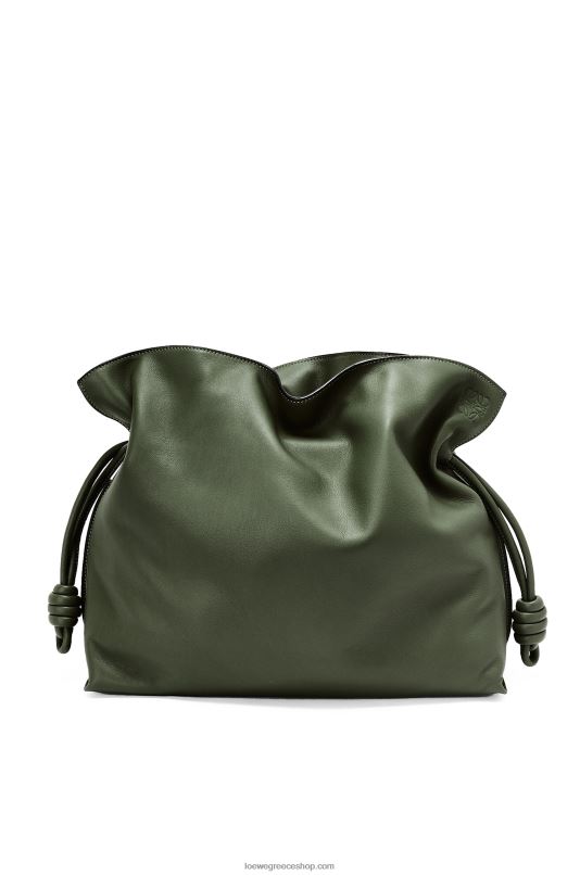 Loewe γυναίκες μεγάλος συμπλέκτης φλαμένκο σε δέρμα μοσχαριού νάπα RZR0J429 vintage χακί
