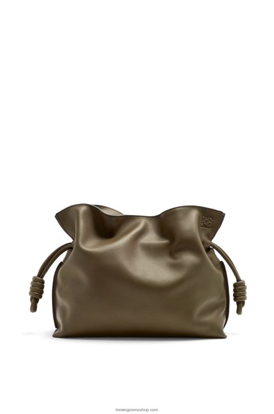 Loewe γυναίκες clutch φλαμένκο σε δέρμα μοσχαριού νάπα RZR0J359 σκούρο χακί πράσινο