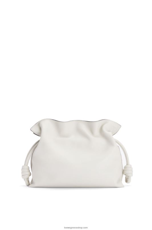 Loewe γυναίκες clutch φλαμένκο σε δέρμα μοσχαριού νάπα RZR0J390 απαλό λευκό