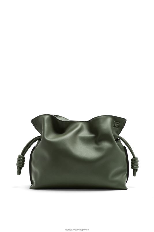 Loewe γυναίκες clutch φλαμένκο σε δέρμα μοσχαριού νάπα RZR0J428 vintage χακί