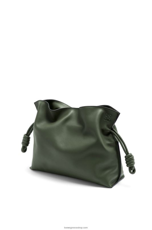 Loewe γυναίκες clutch φλαμένκο σε δέρμα μοσχαριού νάπα RZR0J428 vintage χακί