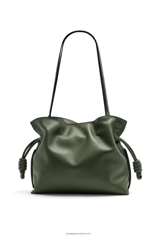 Loewe γυναίκες clutch φλαμένκο σε δέρμα μοσχαριού νάπα RZR0J428 vintage χακί