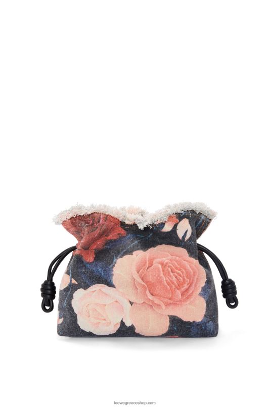 Loewe γυναίκες τριαντάφυλλα flamenco clutch σε τζιν RZR0J389 μαύρος