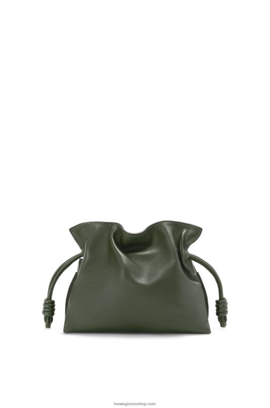 Loewe γυναίκες mini flamenco clutch σε δέρμα μοσχαριού νάπα RZR0J553 vintage χακί