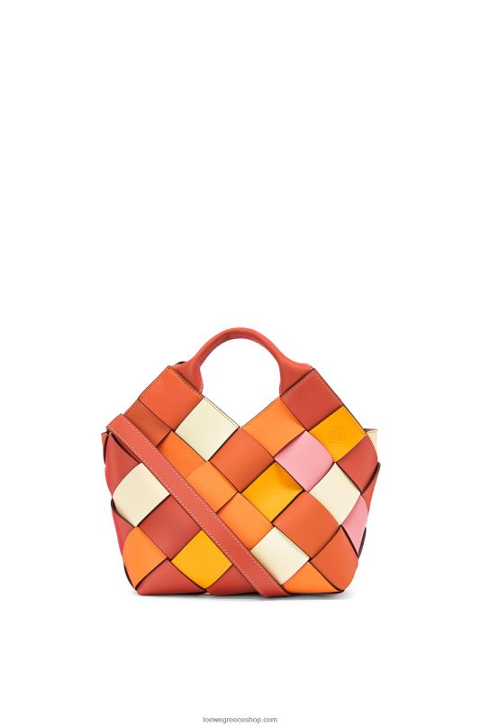 Loewe γυναίκες μικρή πλεονάζουσα δερμάτινη υφαντή τσάντα καλαθιού από δέρμα μοσχαριού RZR0J102 πορτοκάλι