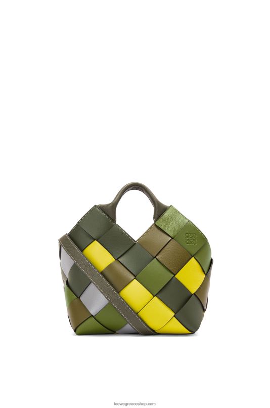 Loewe γυναίκες μικρή πλεονάζουσα δερμάτινη υφαντή τσάντα καλαθιού σε κλασικό δέρμα μοσχαριού RZR0J103 πράσινος