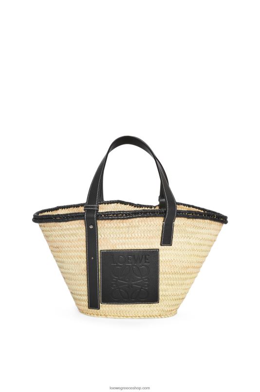 Loewe γυναίκες ένθετο καλάθι τσάντα σε φύλλο φοίνικα και δέρμα μοσχαριού RZR0J27 φυσικό/μαύρο