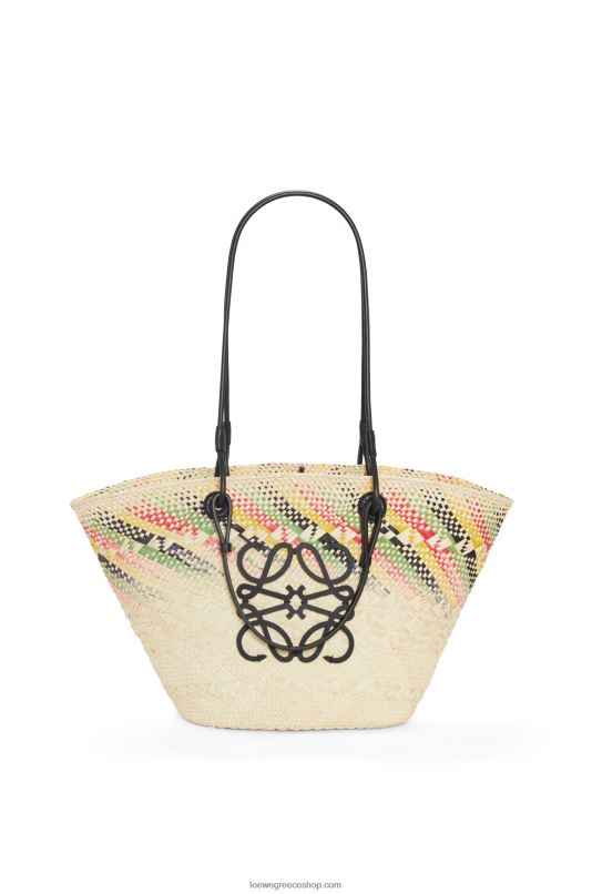 Loewe γυναίκες μικρό ουράνιο τόξο αναγραμματισμένο καλάθι σε φοίνικα και δέρμα μοσχαριού RZR0J43 φυσικό/πολύχρωμο