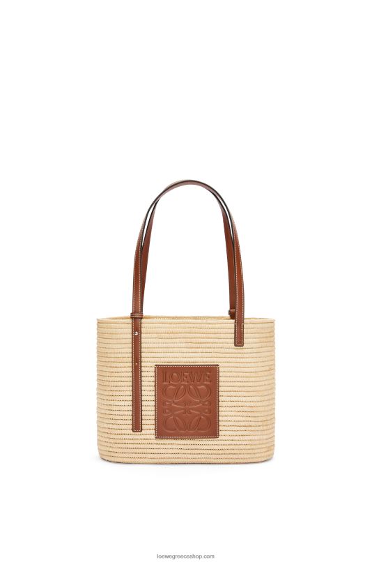 Loewe γυναίκες μικρό τετράγωνο καλάθι τσαντάκι σε ράφι και δέρμα μοσχαριού RZR0J46 φυσικό/πεκάν