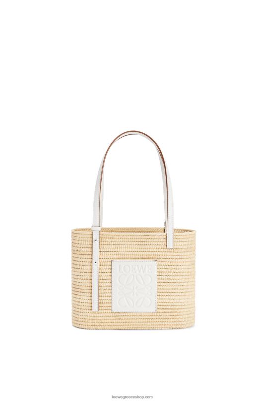 Loewe γυναίκες μικρό τετράγωνο καλάθι τσαντάκι σε ράφι και δέρμα μοσχαριού RZR0J47 φυσικό/λευκό