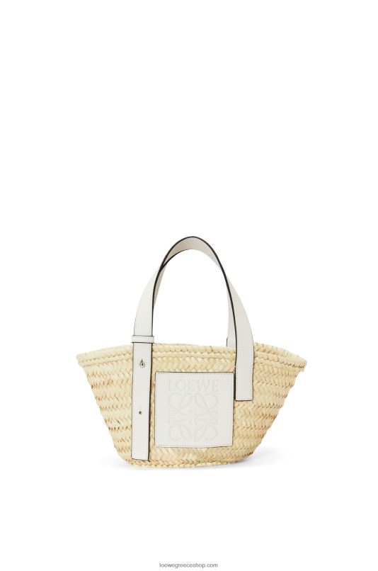 Loewe γυναίκες μικρό καλάθι τσάντα σε φύλλο φοίνικα και δέρμα μοσχαριού RZR0J48 φυσικό/λευκό