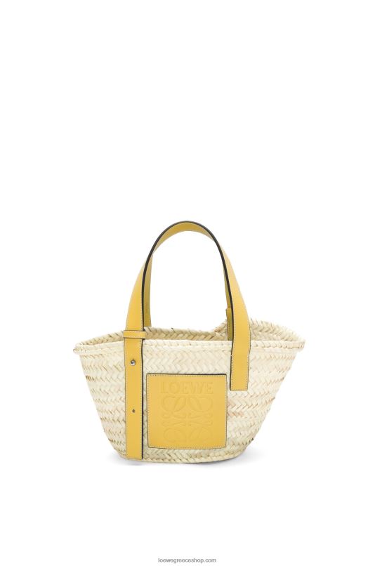 Loewe γυναίκες μικρό καλάθι τσάντα σε φύλλο φοίνικα και δέρμα μοσχαριού RZR0J50 σκουρο κιτρινο