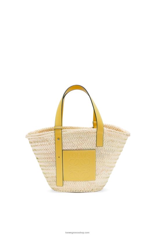 Loewe γυναίκες τσάντα καλαθιού σε φύλλο φοίνικα και δέρμα μοσχαριού RZR0J51 σκουρο κιτρινο