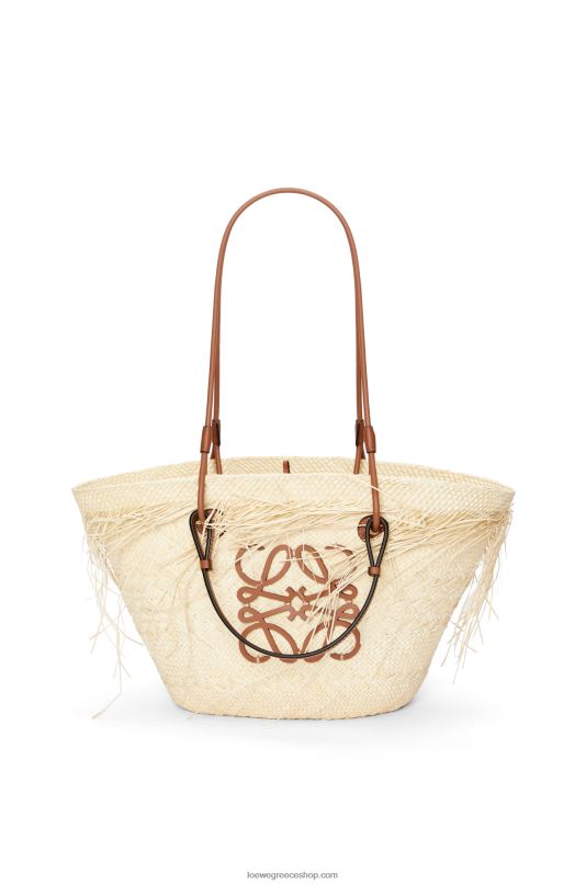 Loewe γυναίκες ξεφτισμένο τσαντάκι αναγραμματισμού σε φοίνικα και δέρμα μοσχαριού RZR0J54 φυσικός/μαύρισμα