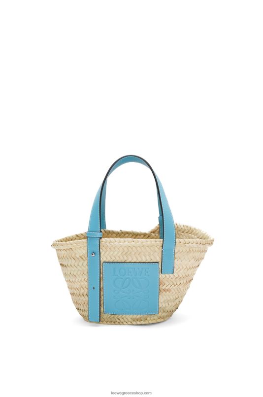 Loewe γυναίκες μικρό καλάθι τσάντα σε φύλλο φοίνικα και δέρμα μοσχαριού RZR0J57 γαλάζιο