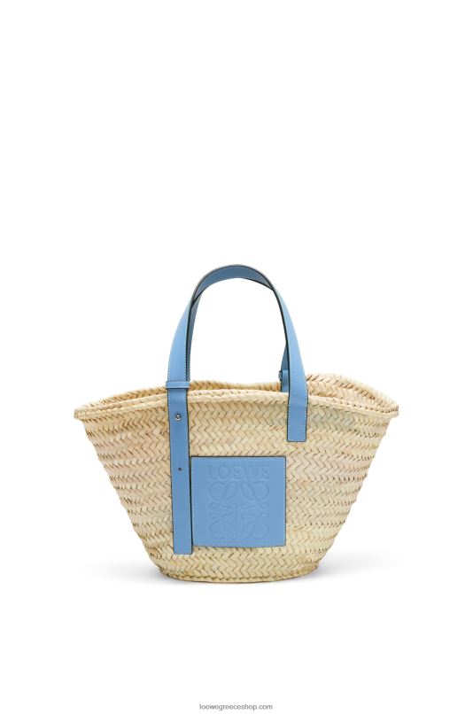Loewe γυναίκες τσάντα καλαθιού σε φύλλο φοίνικα και δέρμα μοσχαριού RZR0J58 γαλάζιο