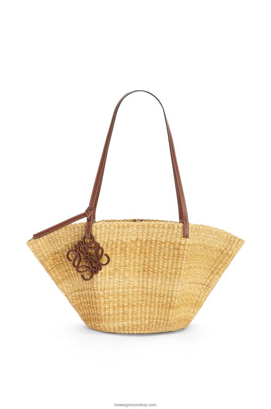 Loewe γυναίκες μικρό τσαντάκι καλαθιού με κοχύλι σε χόρτο ελέφαντα και δέρμα μοσχαριού RZR0J62 φυσικό/πεκάν