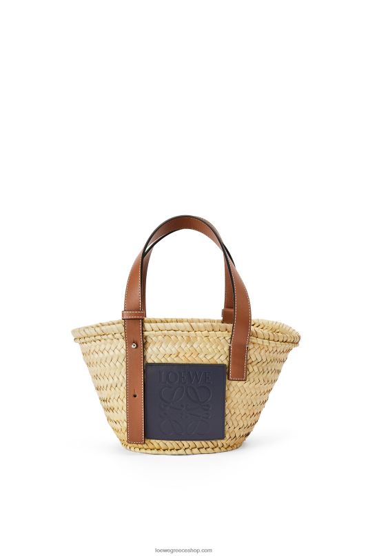 Loewe γυναίκες μικρό καλάθι τσάντα σε φύλλο φοίνικα και δέρμα μοσχαριού RZR0J81 φυσικός/ωκεανός