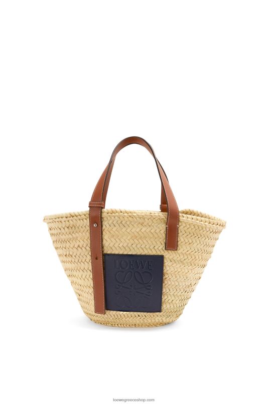 Loewe γυναίκες τσάντα καλαθιού σε φύλλο φοίνικα και δέρμα μοσχαριού RZR0J82 φυσικός/ωκεανός