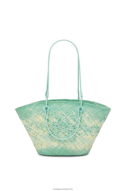 Loewe γυναίκες τσάντα καλαθιού anagram σε παλάμη iraca και δέρμα μοσχαριού RZR0J55 φρέσκια μέντα