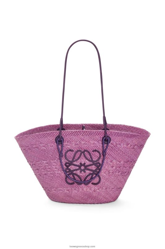 Loewe γυναίκες τσάντα καλαθιού anagram σε παλάμη iraca και δέρμα μοσχαριού RZR0J83 μωβ