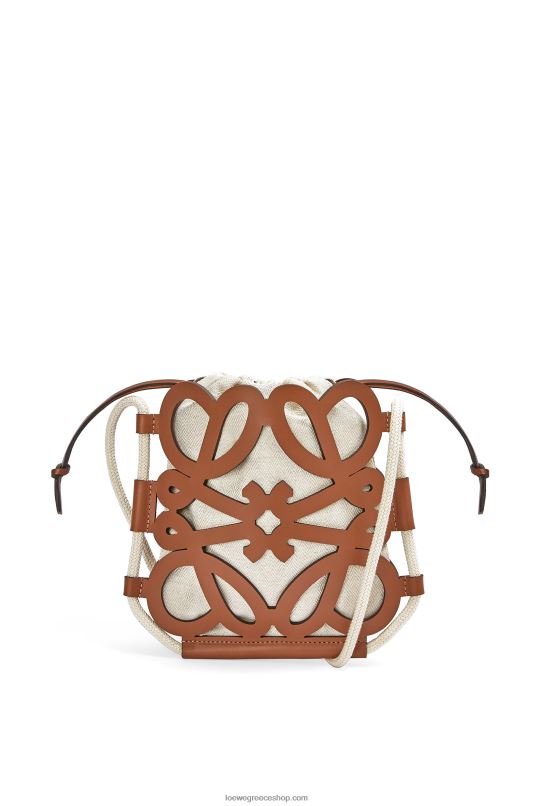 Loewe γυναίκες αναγραμματισμένο χιαστί σε κλασικό δέρμα μοσχαριού και καμβά RZR0J327 ταν/εκρού