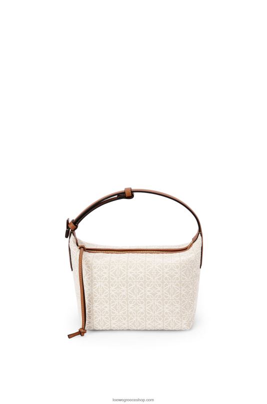 Loewe γυναίκες μικρό κυβικό τσαντάκι σε αναγραμματισμένο ζακάρ και δέρμα μοσχαριού RZR0J463 εκρού/ταν