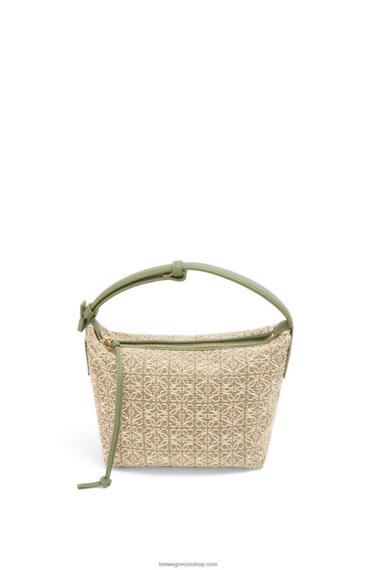 Loewe γυναίκες μικρό κυβικό τσαντάκι σε αναγραμματισμένο ζακάρ και δέρμα μοσχαριού RZR0J485 πράσινο/πράσινο αβοκάντο