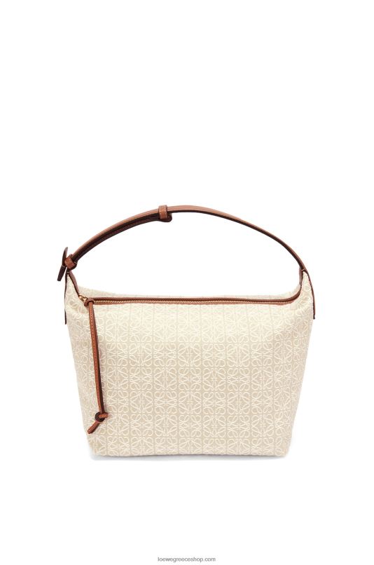 Loewe γυναίκες cubi bag σε αναγραμματισμένο ζακάρ και δέρμα μοσχαριού RZR0J464 εκρού/ταν