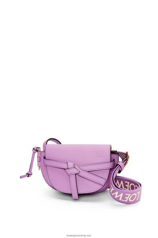 Loewe γυναίκες mini gate διπλή τσάντα από απαλό δέρμα μοσχαριού και ζακάρ RZR0J196 guimauve