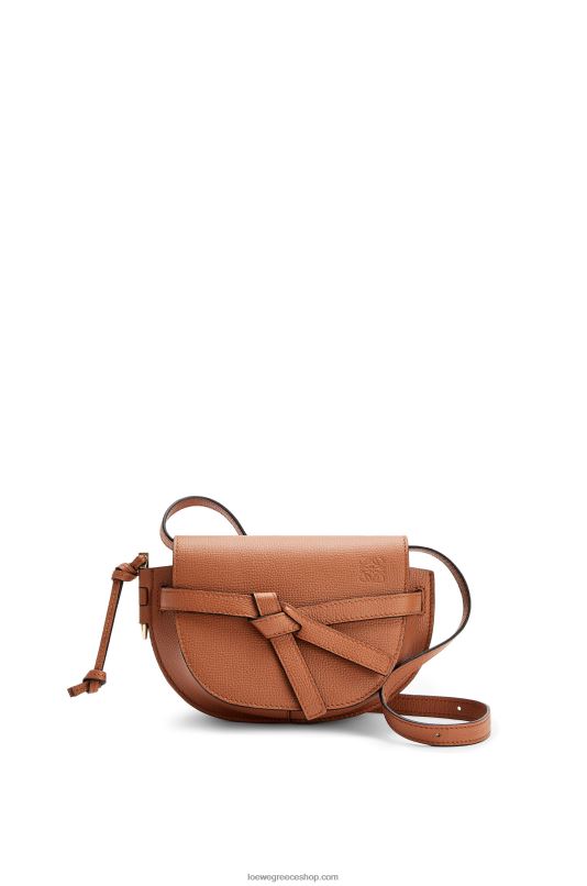 Loewe γυναίκες mini gate διπλή τσάντα από δέρμα μοσχαριού με βότσαλο RZR0J237 βυρσοδέψω