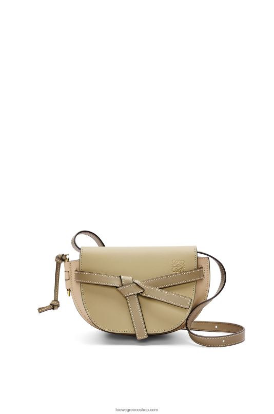 Loewe γυναίκες mini gate διπλή τσάντα σε απαλό δέρμα μοσχαριού RZR0J240 πηλός πράσινος/σκονισμένος μπεζ