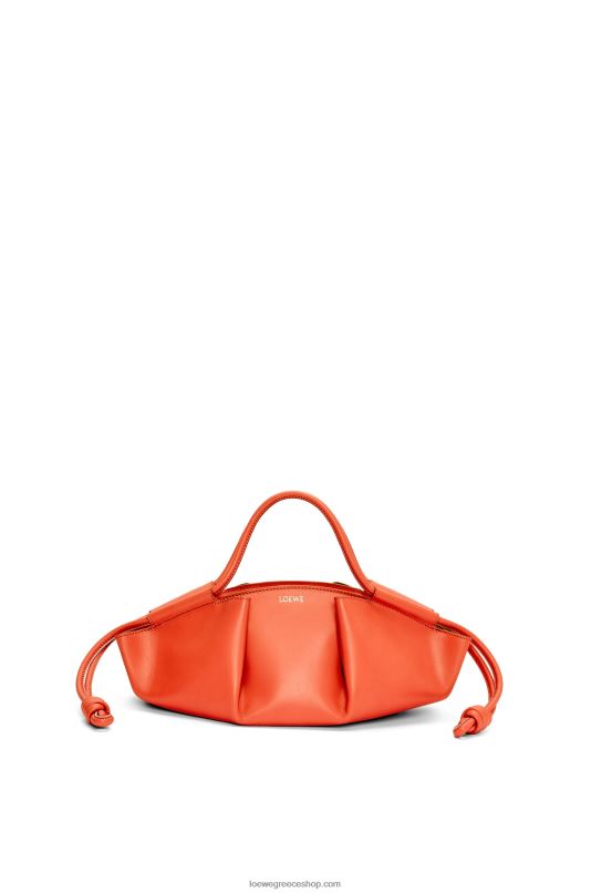 Loewe γυναίκες μικρή τσάντα paseo σε γυαλιστερό δέρμα μοσχαριού νάπα RZR0J349 πορτοκαλί ανατολή του ηλίου