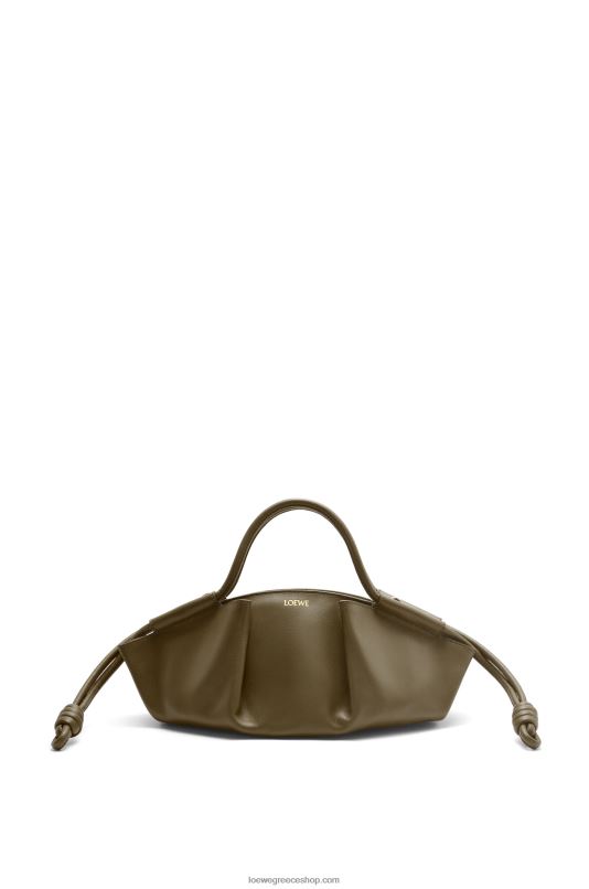 Loewe γυναίκες μικρή τσάντα paseo σε γυαλιστερό δέρμα μοσχαριού νάπα RZR0J353 σκούρο χακί πράσινο