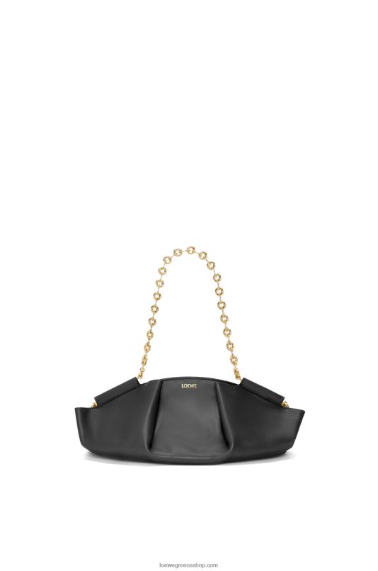 Loewe γυναίκες μικρή τσάντα paseo σε γυαλιστερή νάπα δέρμα μοσχαριού με αλυσίδα RZR0J402 μαύρος