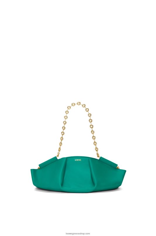 Loewe γυναίκες μικρή τσάντα paseo σε γυαλιστερή νάπα δέρμα μοσχαριού με αλυσίδα RZR0J403 σμαραγδί πράσινο