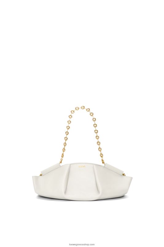 Loewe γυναίκες μικρή τσάντα paseo σε γυαλιστερή νάπα δέρμα μοσχαριού με αλυσίδα RZR0J404 απαλό λευκό