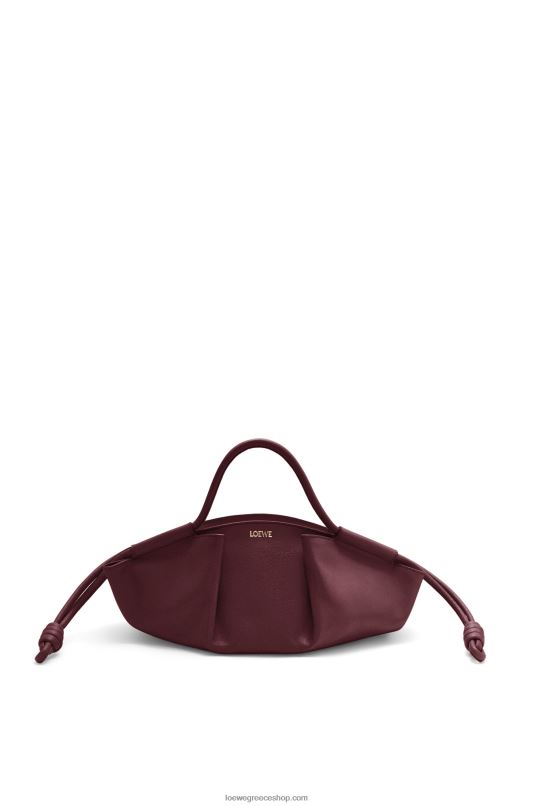 Loewe γυναίκες μικρή τσάντα paseo σε γυαλιστερό δέρμα μοσχαριού νάπα RZR0J414 Βουργουνδία