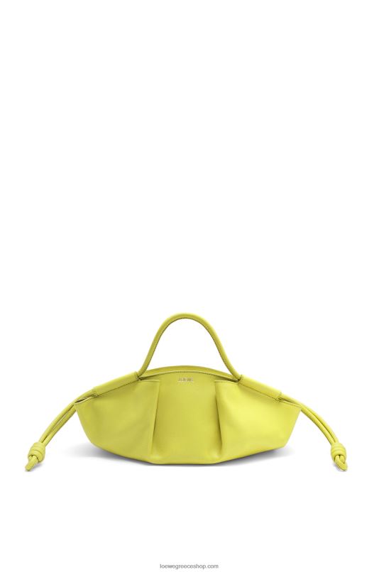 Loewe γυναίκες μικρή τσάντα paseo σε γυαλιστερό δέρμα μοσχαριού νάπα RZR0J419 ασβέστη κίτρινο