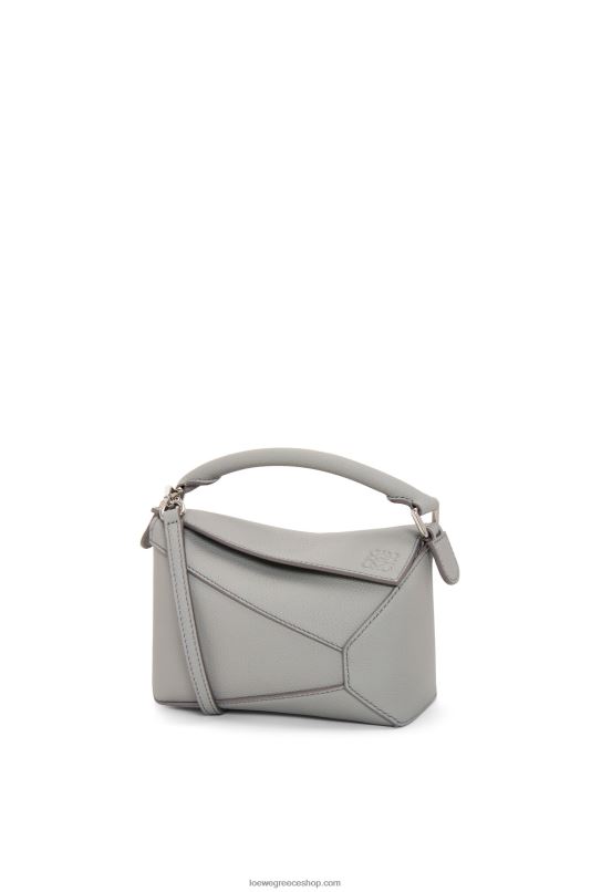 Loewe γυναίκες μίνι τσάντα στην άκρη του παζλ από δέρμα μοσχαριού με απαλούς κόκκους RZR0J198 μαργαριταρένιο γκρι