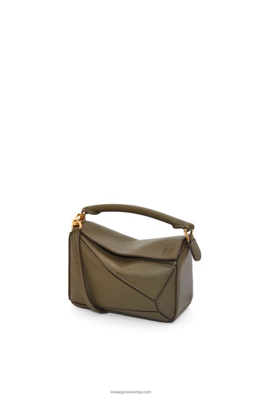 Loewe γυναίκες μίνι τσάντα παζλ σε κλασικό δέρμα μοσχαριού RZR0J202 σκούρο χακί πράσινο