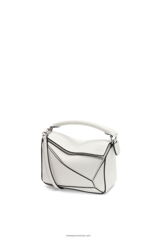 Loewe γυναίκες μίνι τσάντα παζλ από δέρμα μοσχαριού με απαλούς κόκκους RZR0J203 απαλό λευκό